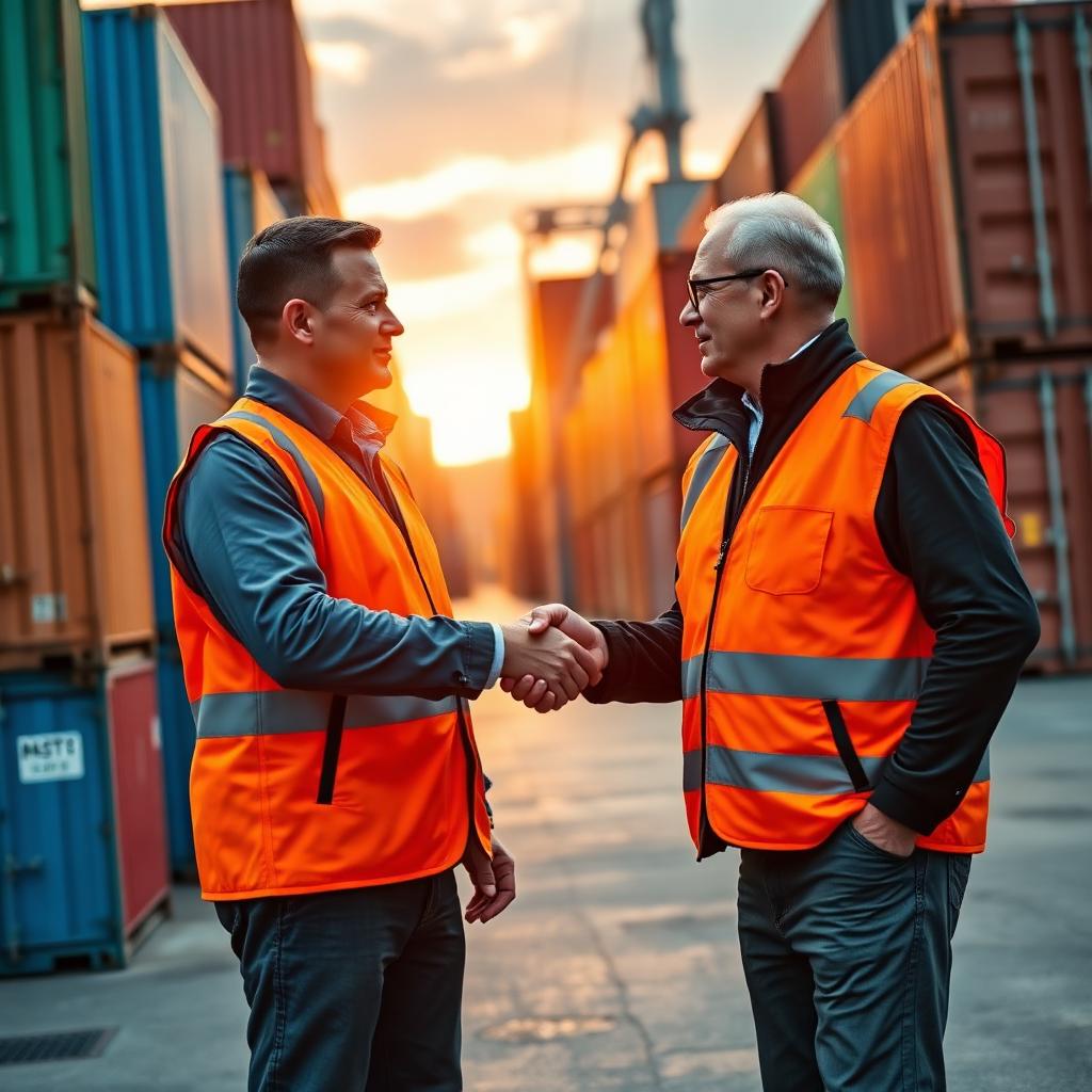 Vanta partner handshake at container depot